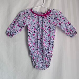 OshKosh B'Gosh Baby Girl Pink Floral Ruffle Long Sleeve Bodysuit 9M NWOT